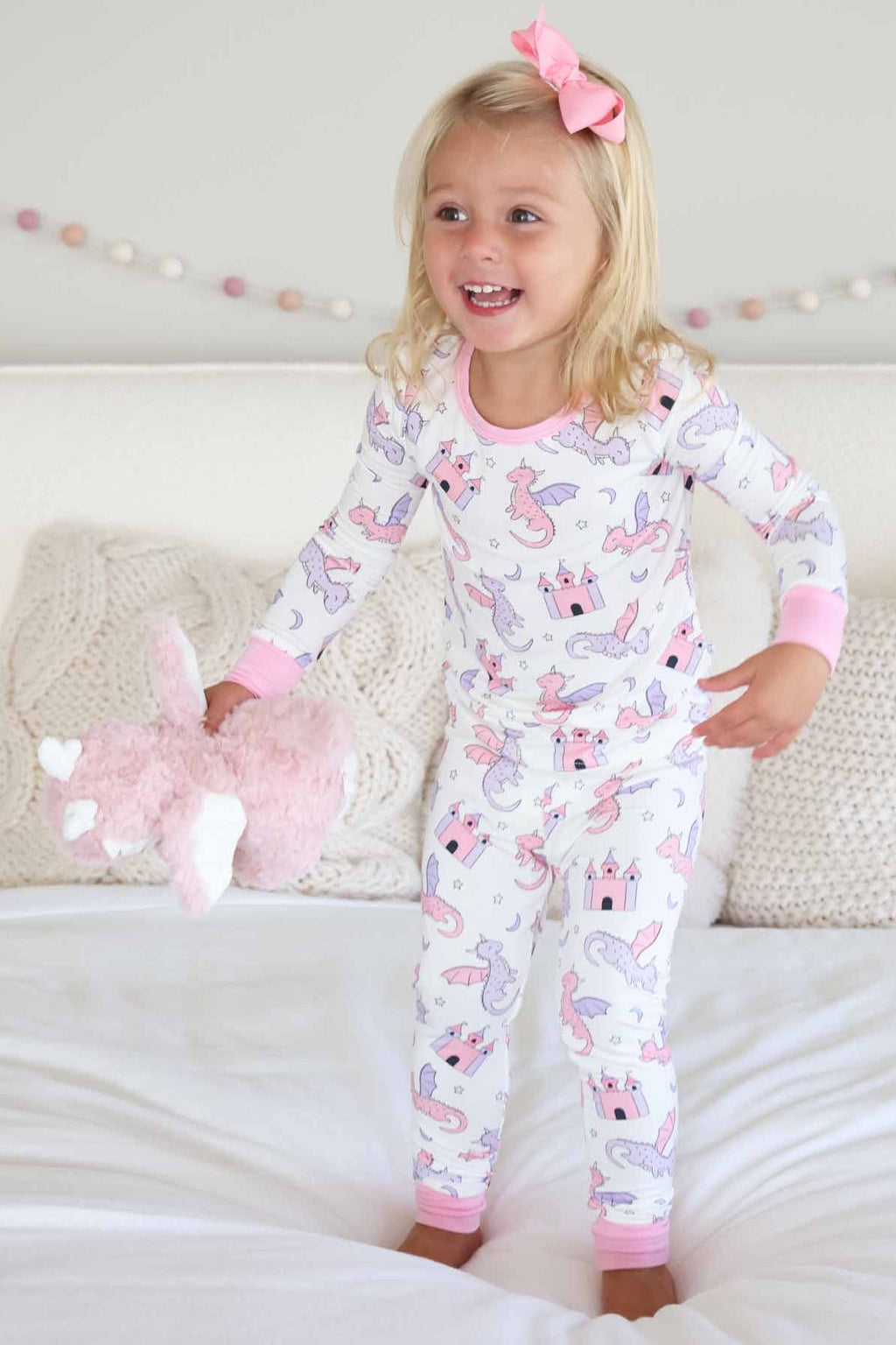 Dragon Adventure Two Piece Pajama Set | Pink