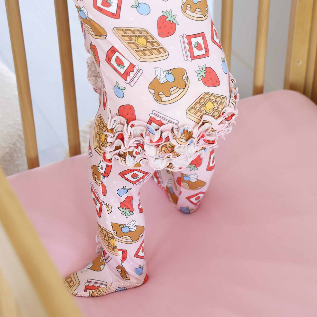 Sweet Stacks Ruffle Zipper Footie | Pink