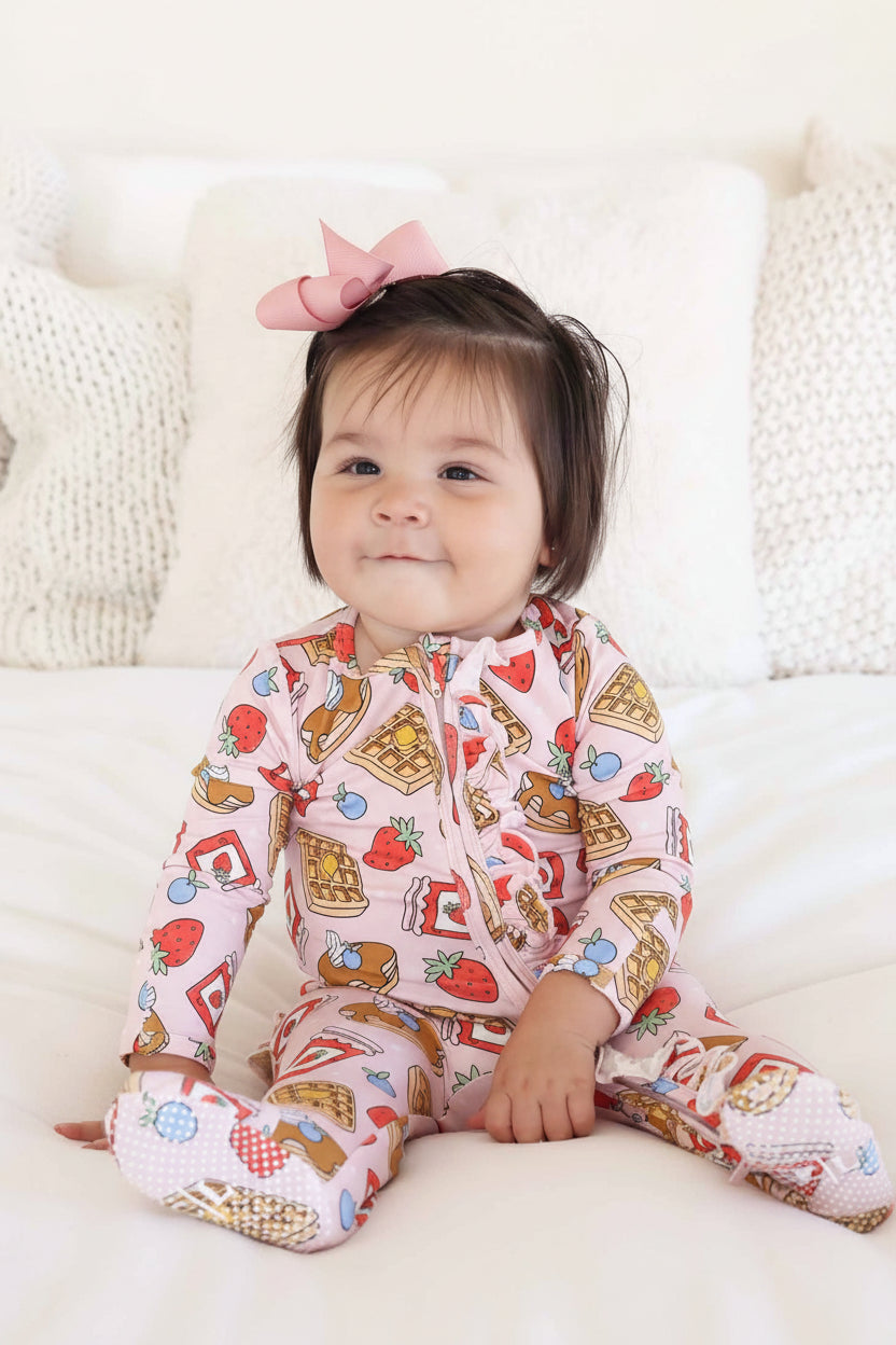 Sweet Stacks Ruffle Zipper Footie | Pink