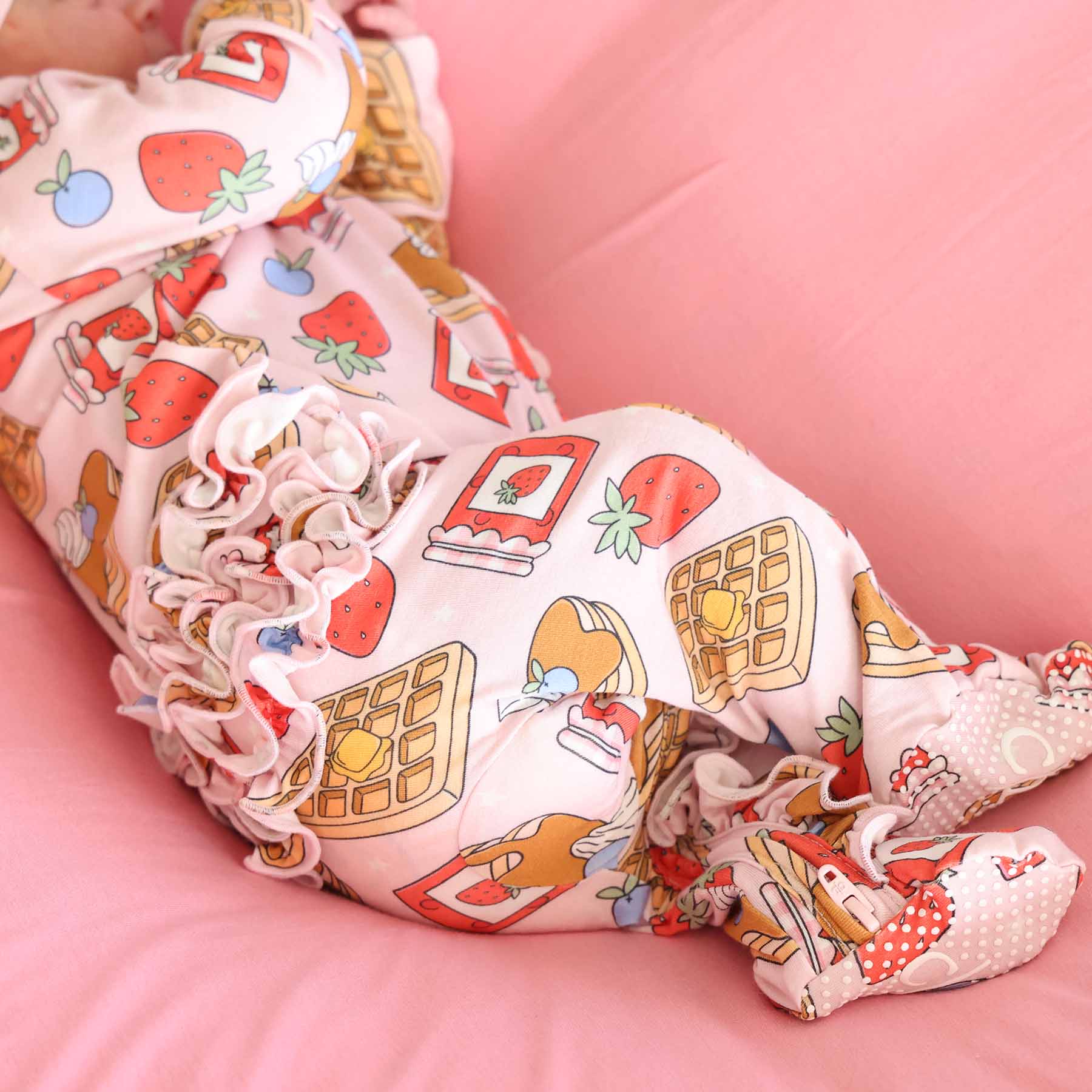 Sweet Stacks Ruffle Zipper Footie | Pink