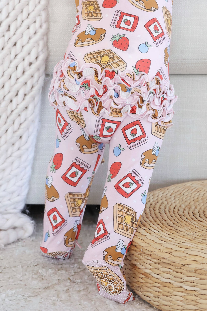 Sweet Stacks Ruffle Zipper Footie | Pink