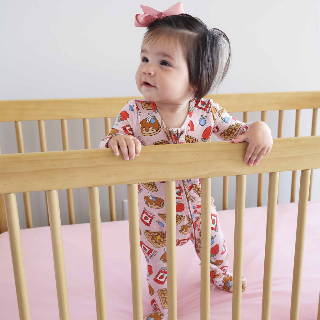 Sweet Stacks Ruffle Zipper Footie | Pink
