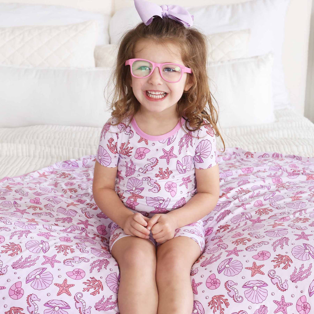 Two Piece Short Pajama Set | Tiny Tides Pink