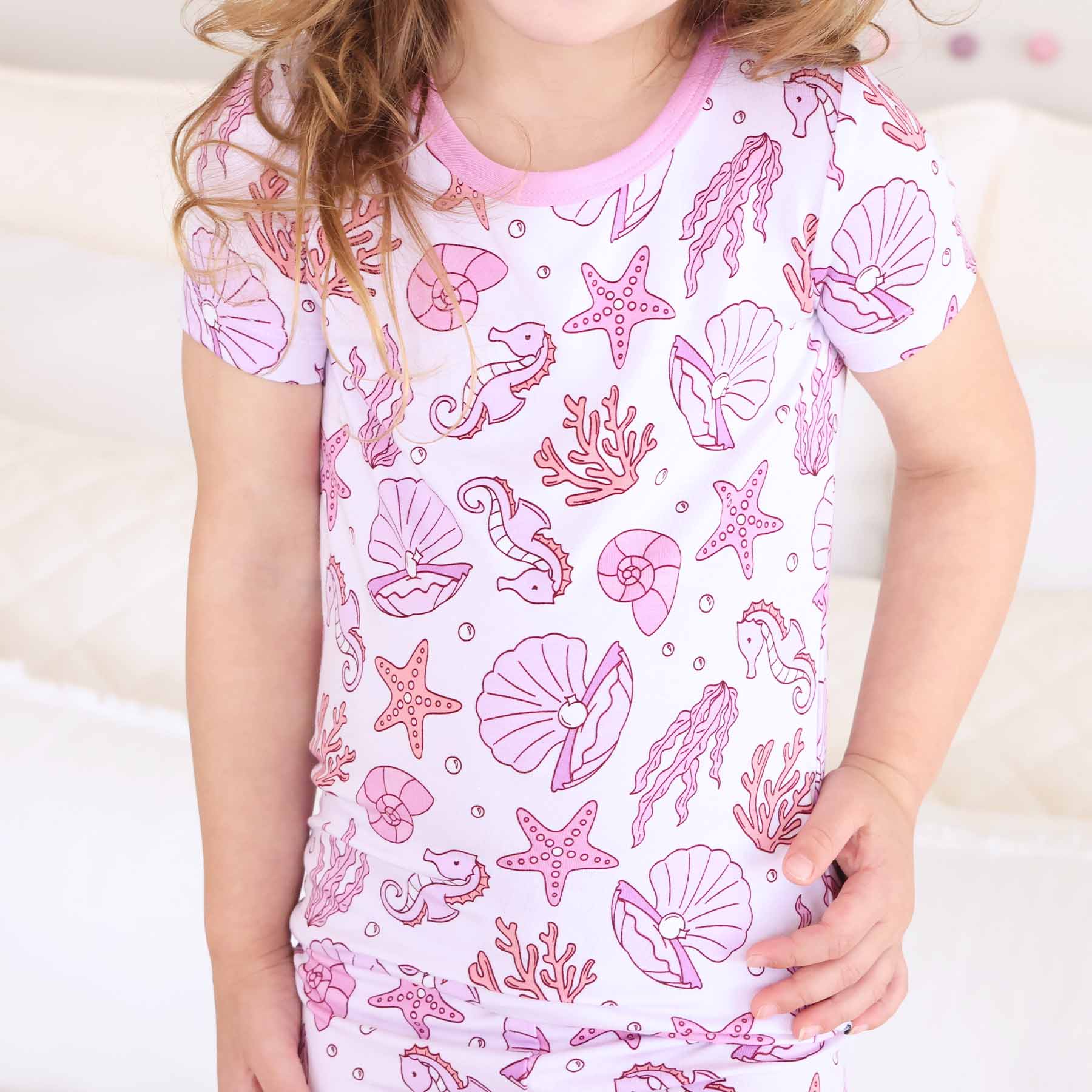 Two Piece Short Pajama Set | Tiny Tides Pink
