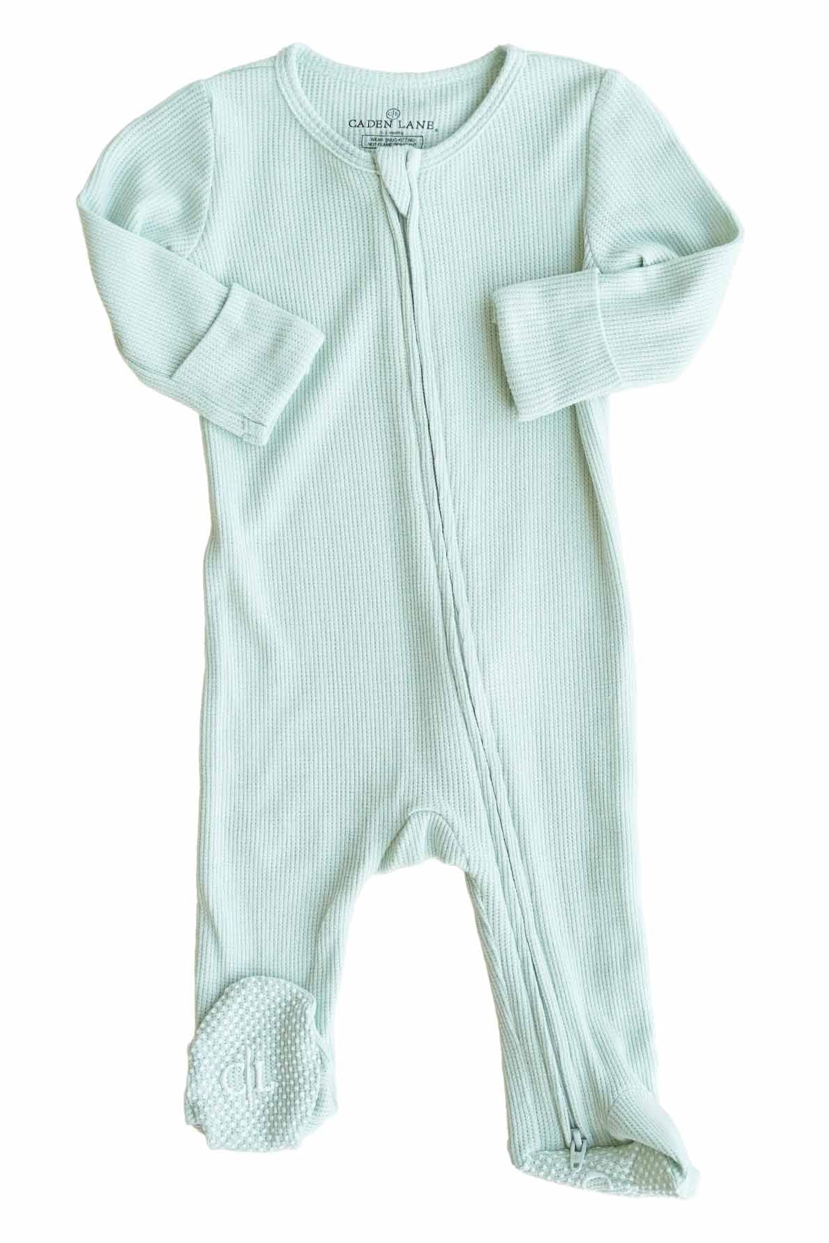 Pistachio Waffle Bamboo Zipper Footie
