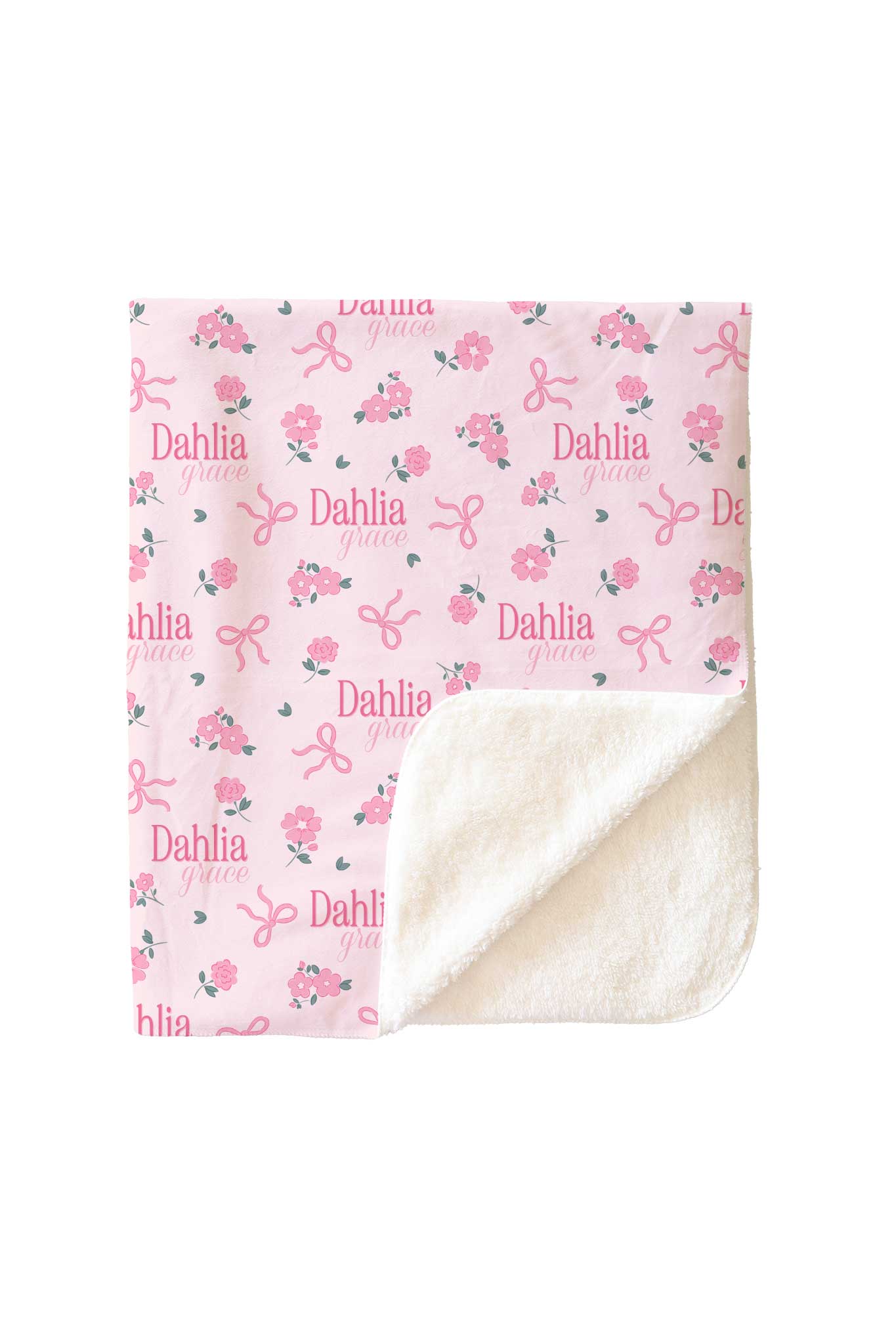 Ribbon & Roses Personalized Kids Blanket | Pink