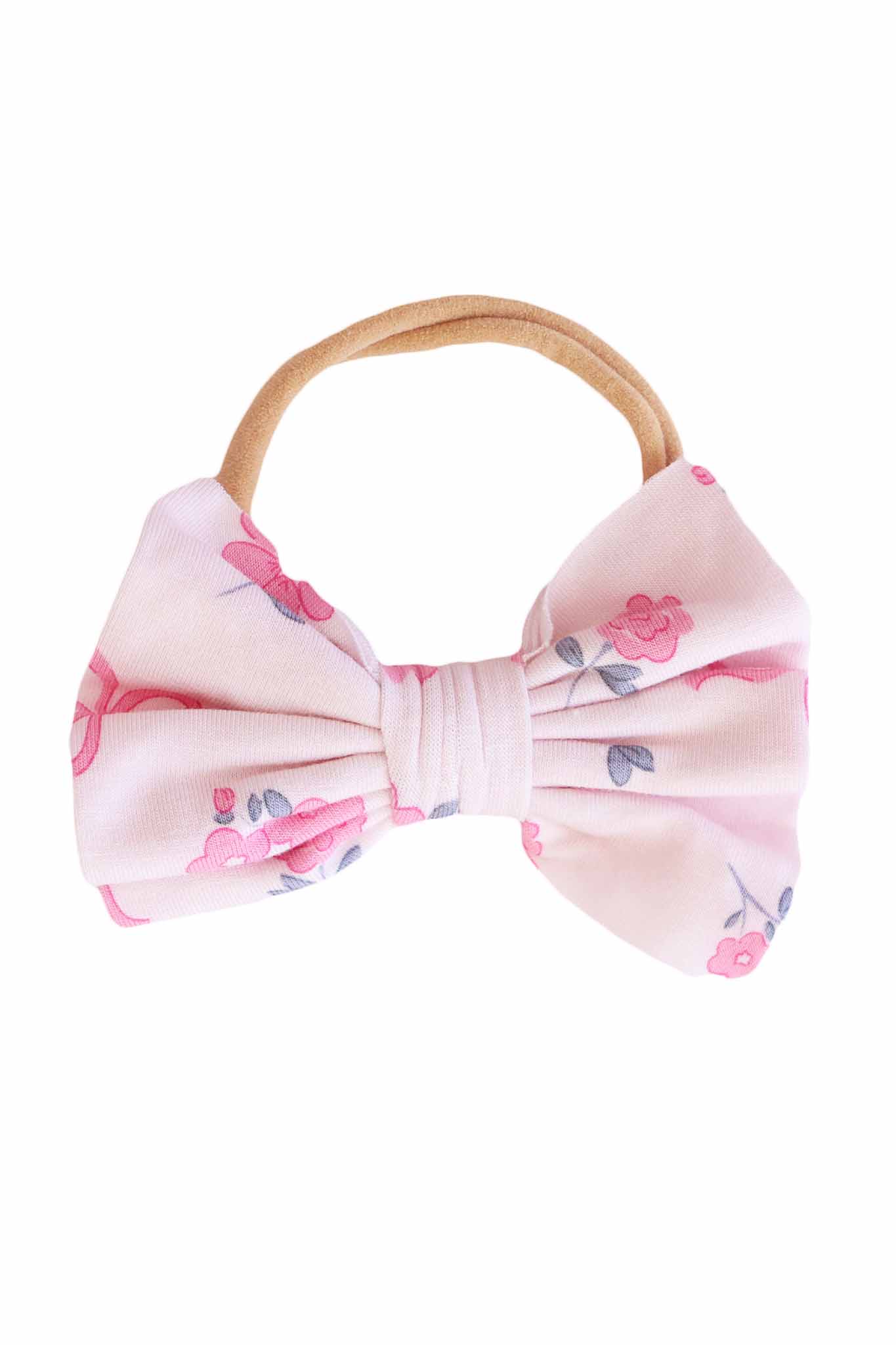 Ribbon & Roses Knit Bow Headband | Pink