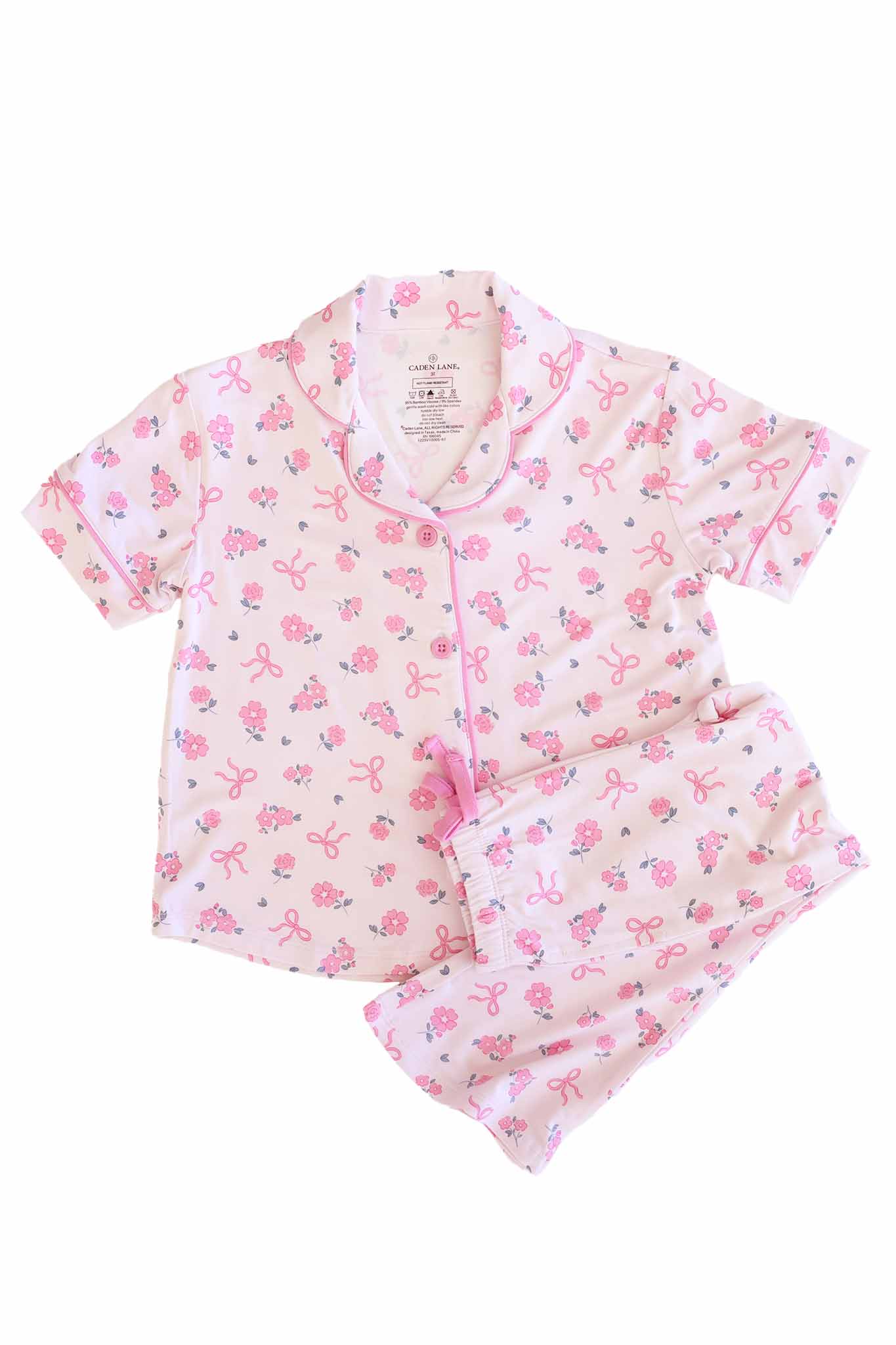 Girl's Two Piece Flare Lounge Set | Ribbon & Roses Pink