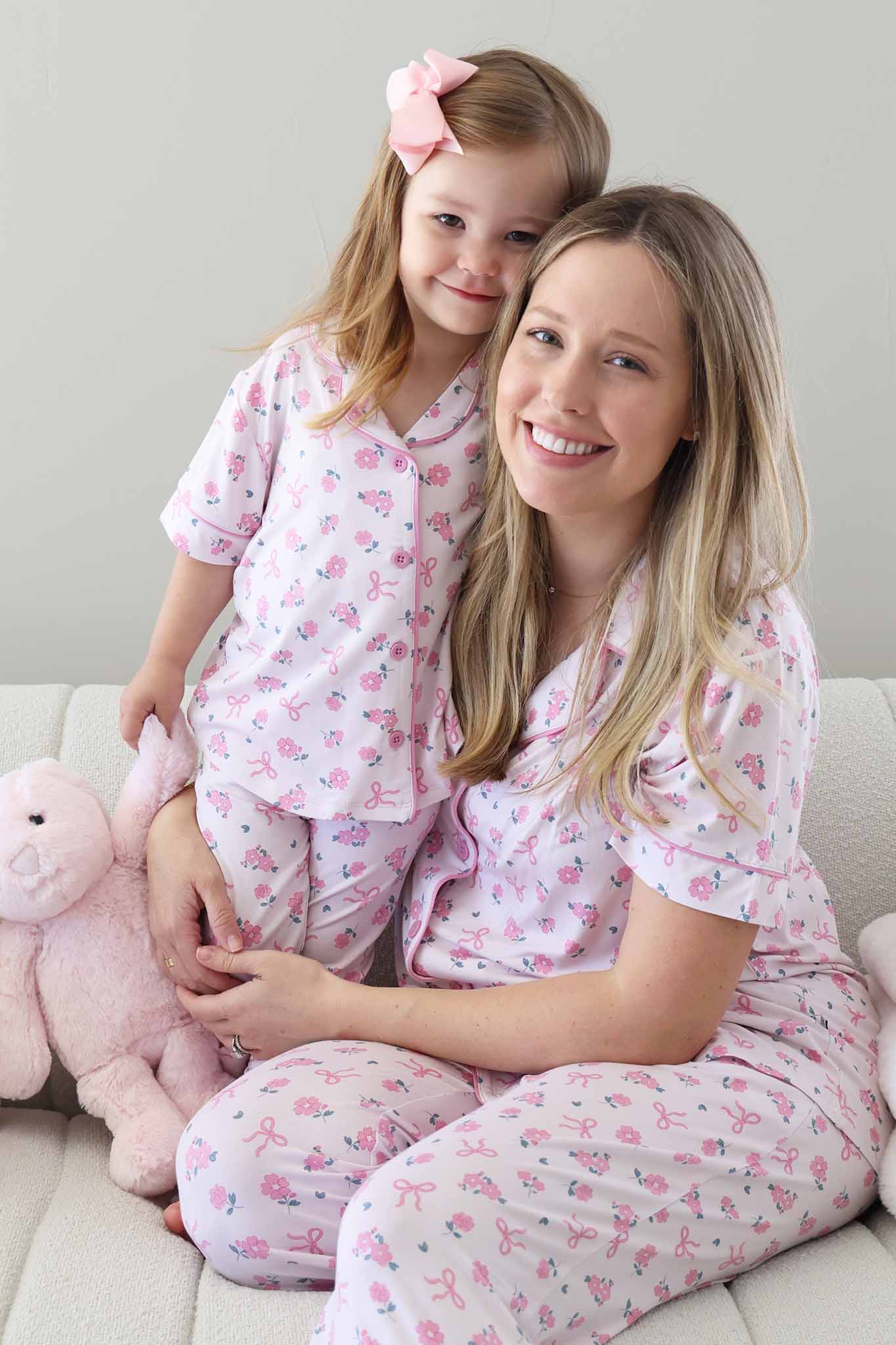 Girl's Two Piece Flare Lounge Set | Ribbon & Roses Pink