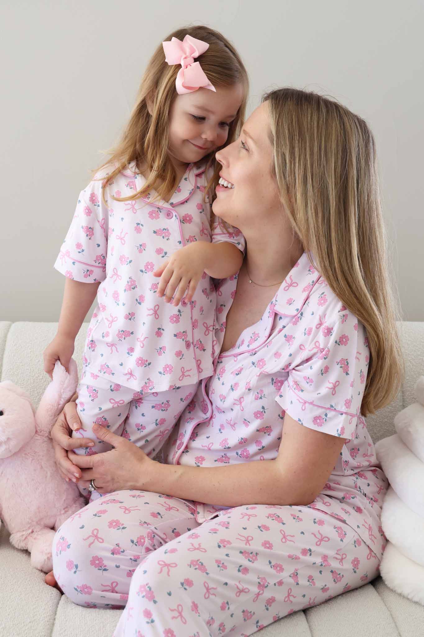 Women's Two Piece Flare Lounge Set | Ribbon & Roses Pink