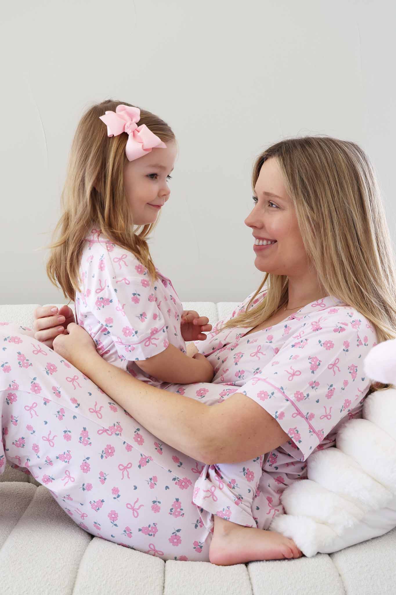 Women's Two Piece Flare Lounge Set | Ribbon & Roses Pink