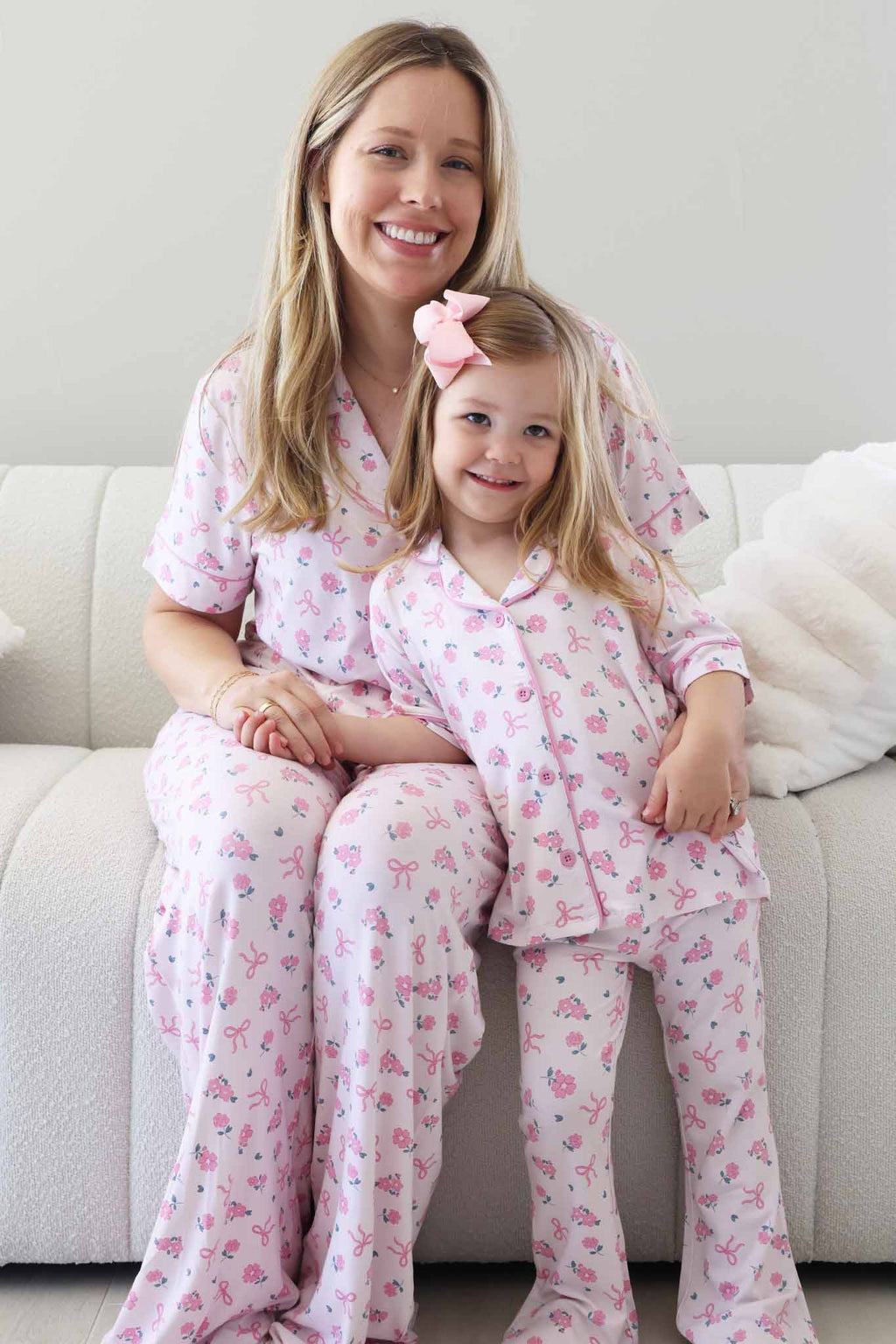 Women's Two Piece Flare Lounge Set | Ribbon & Roses Pink