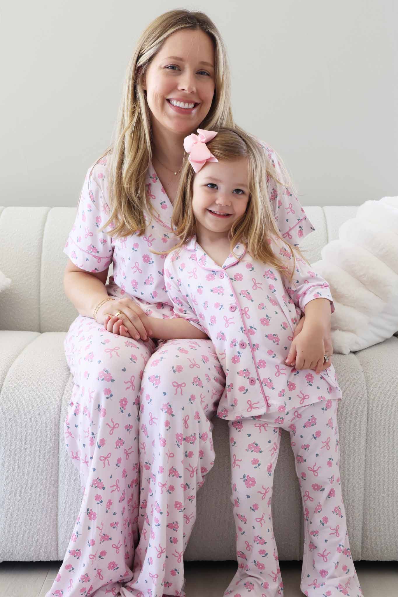 Women's Two Piece Flare Lounge Set | Ribbon & Roses Pink