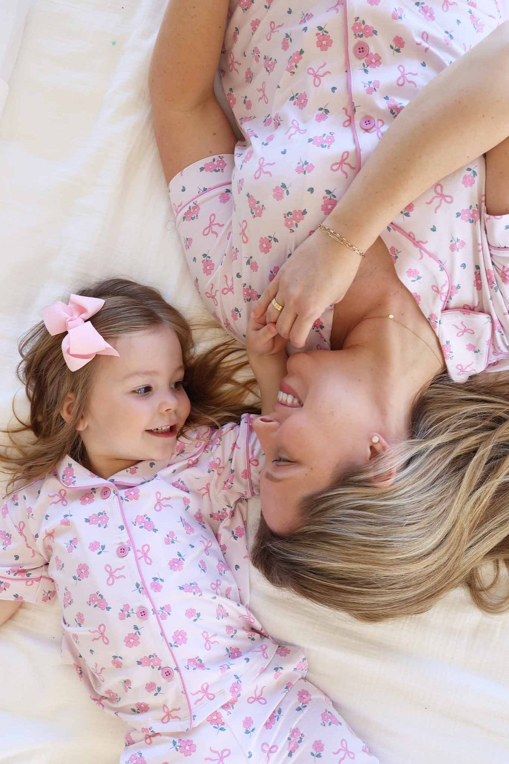 Girl's Two Piece Flare Lounge Set | Ribbon & Roses Pink