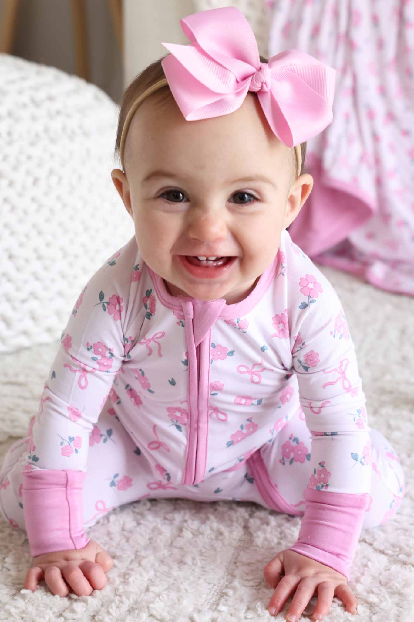Ribbon & Roses Convertible Zip Romper | Pink