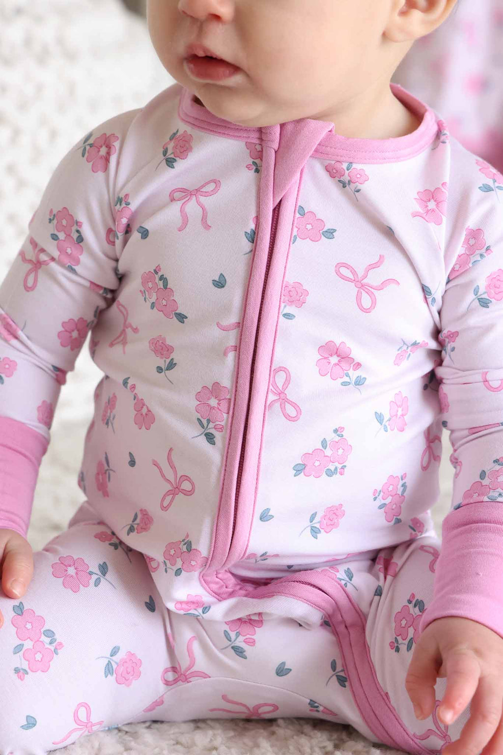Ribbon & Roses Convertible Zip Romper | Pink