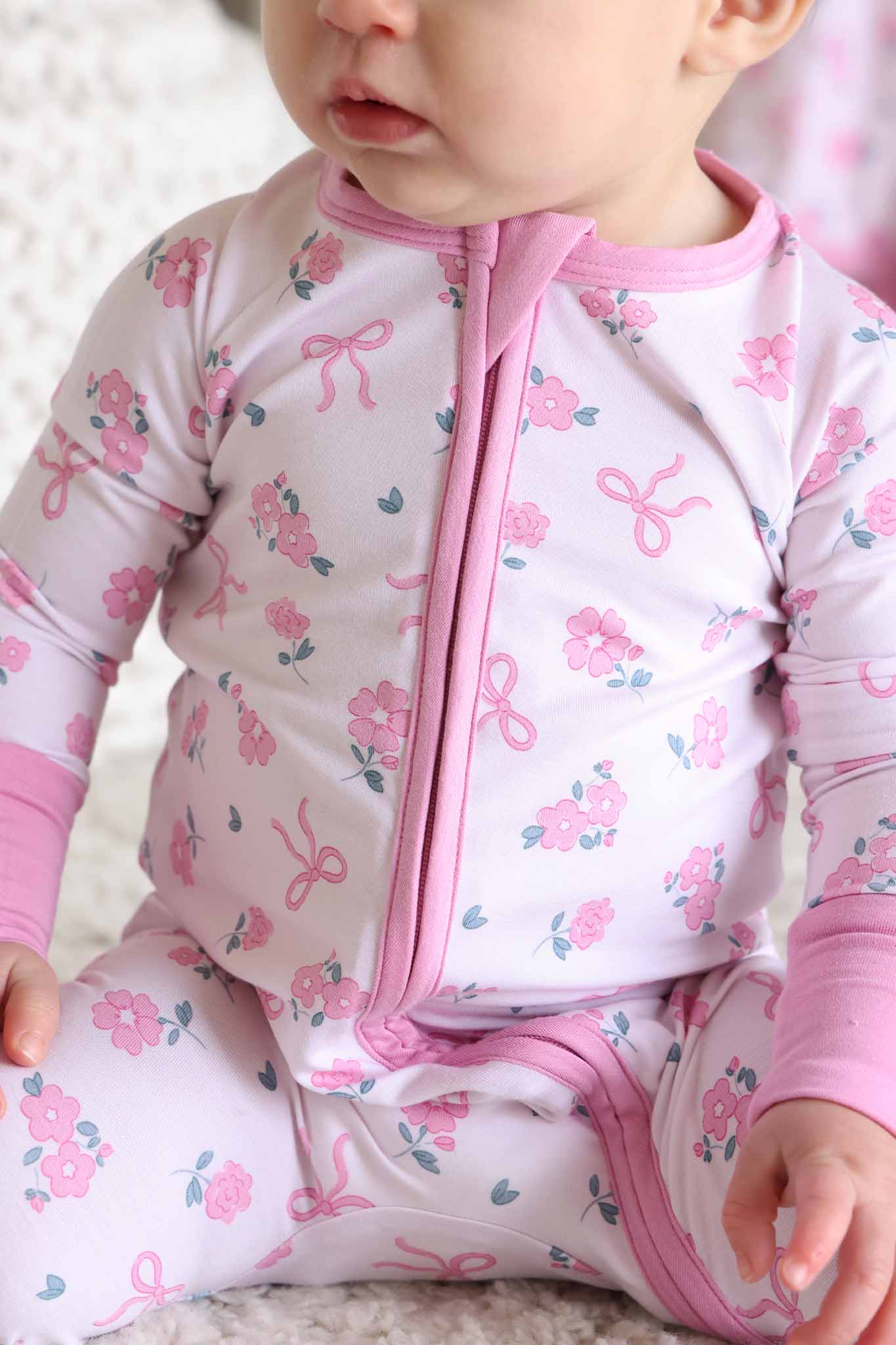 Ribbon & Roses Convertible Zip Romper | Pink