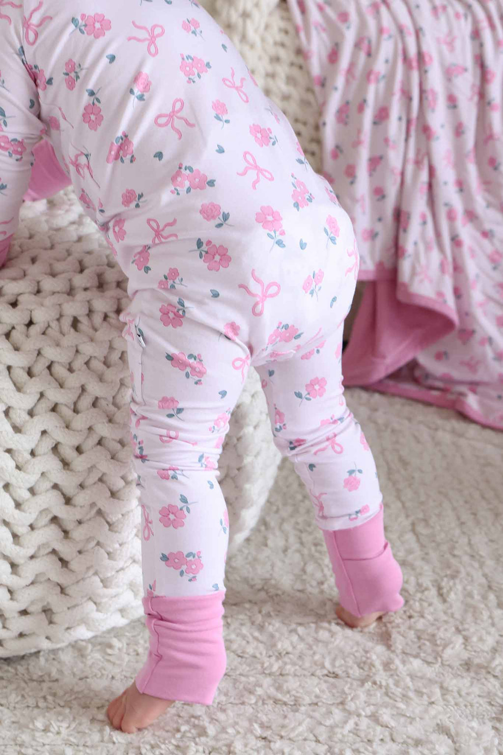 Ribbon & Roses Convertible Zip Romper | Pink