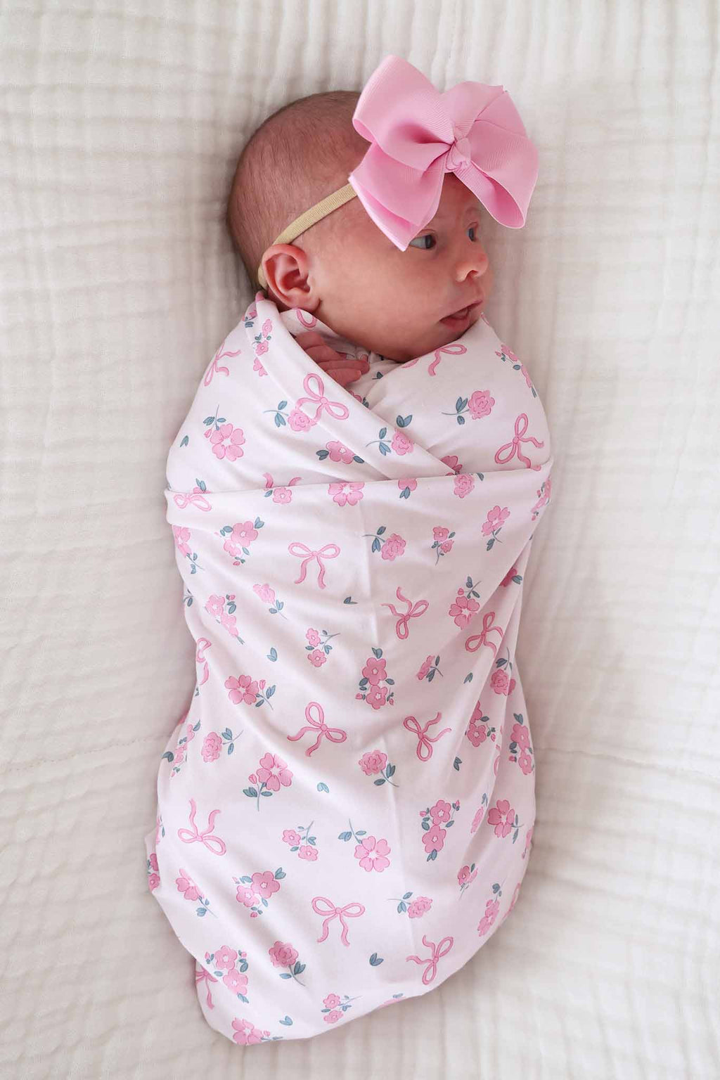 Ribbon & Roses Oversized Swaddle Blanket | Pink