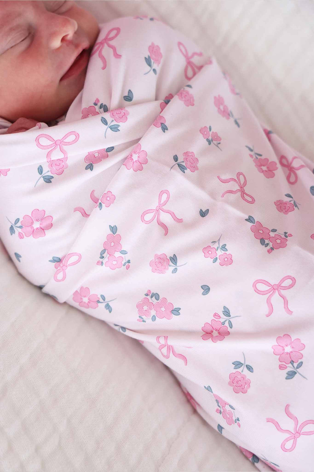 Ribbon & Roses Oversized Swaddle Blanket | Pink