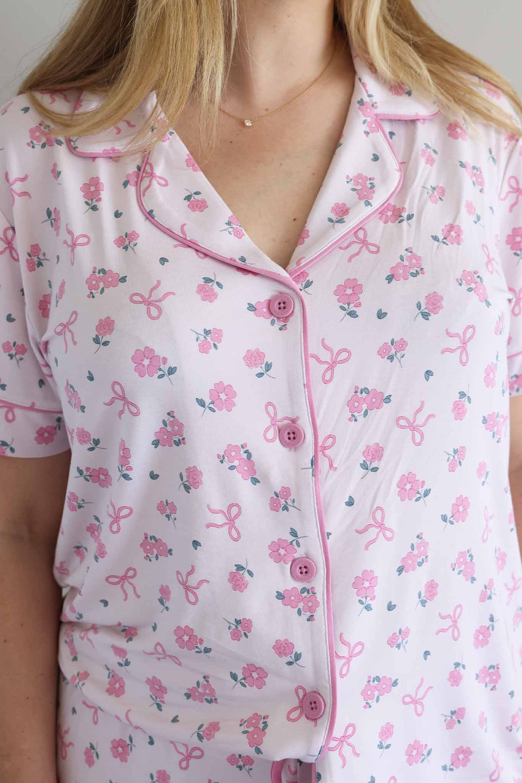 Women's Two Piece Flare Lounge Set | Ribbon & Roses Pink