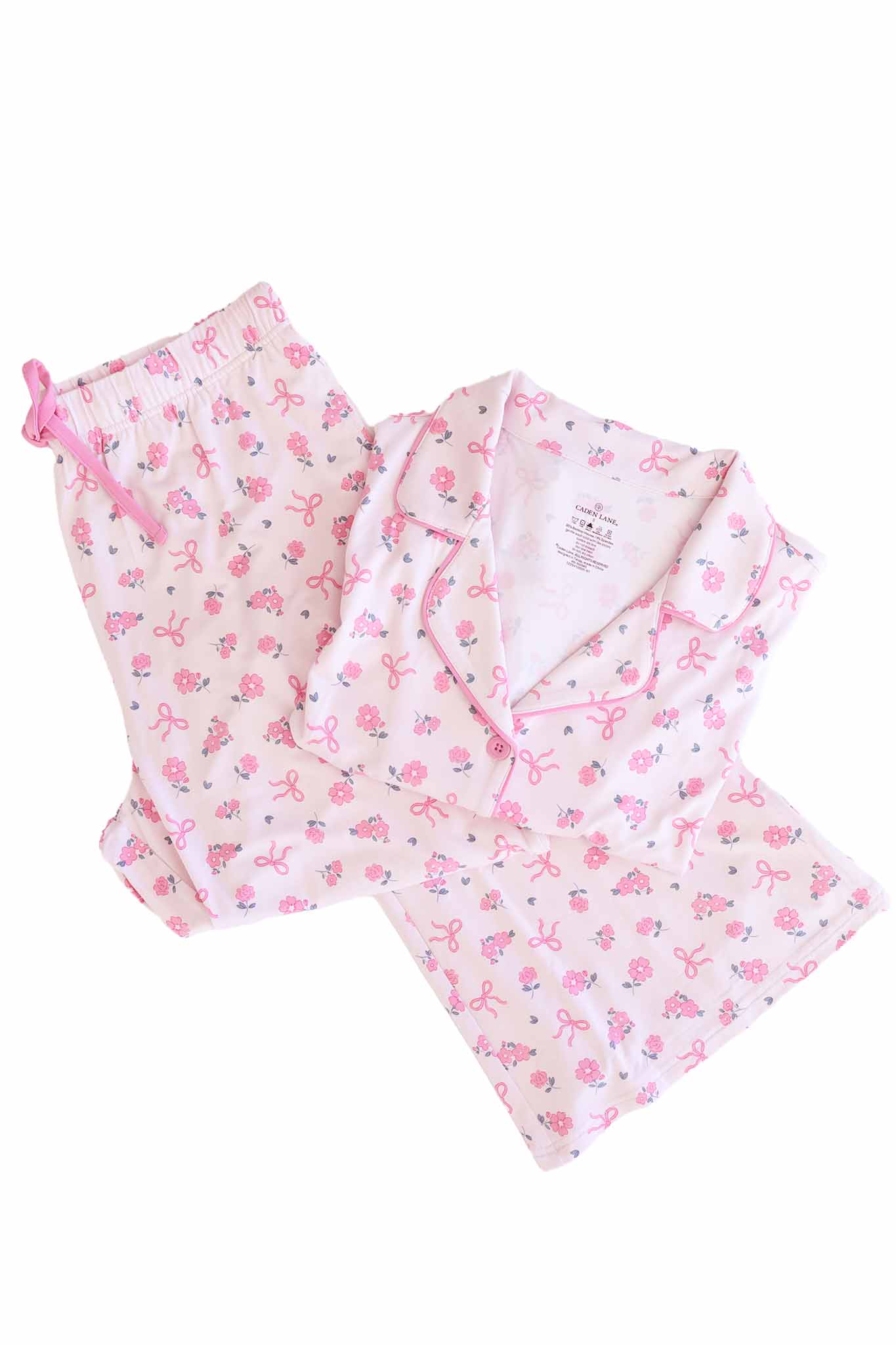 Women's Two Piece Flare Lounge Set | Ribbon & Roses Pink