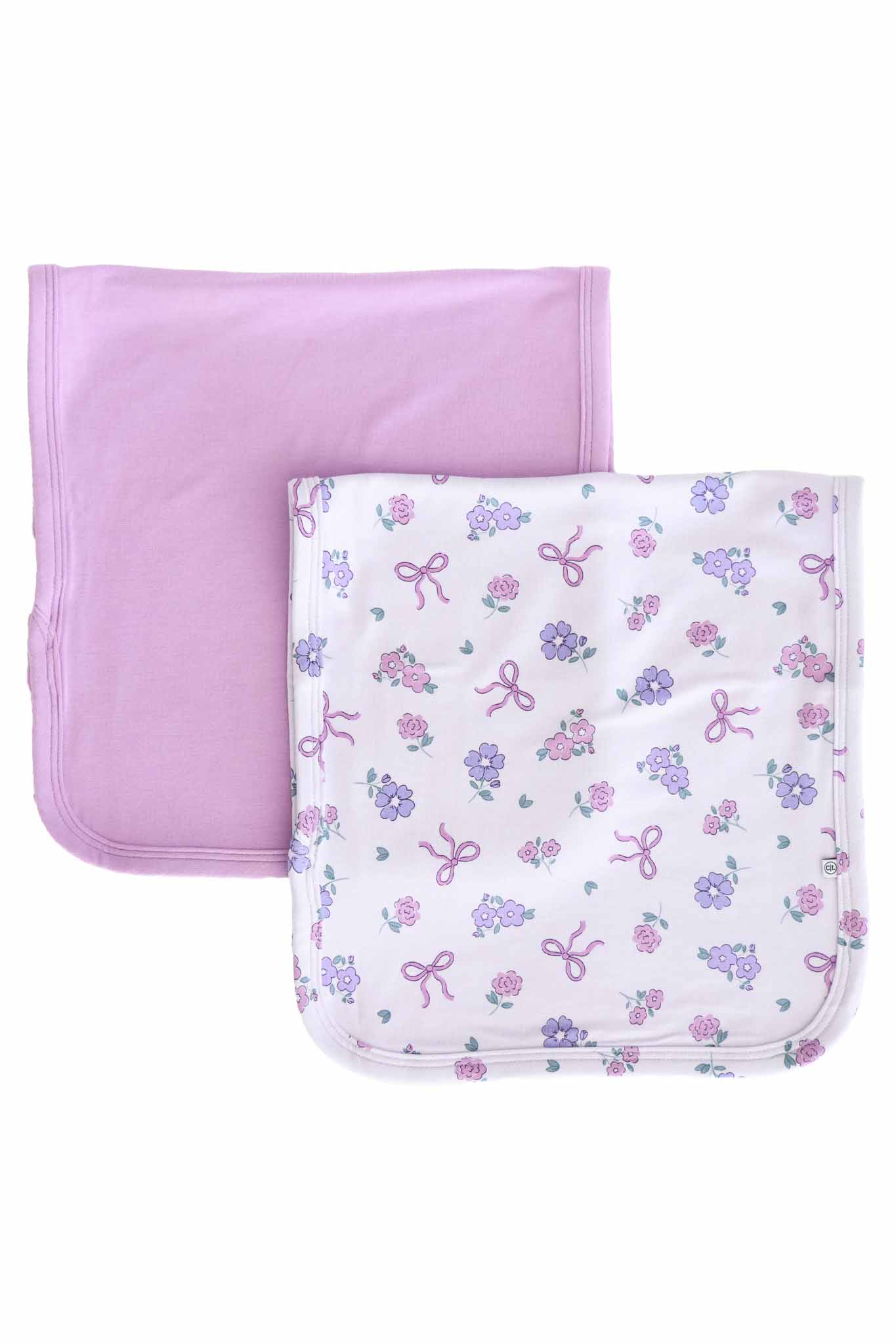 Ribbon & Roses 2pc Burp Cloth Set | Purple