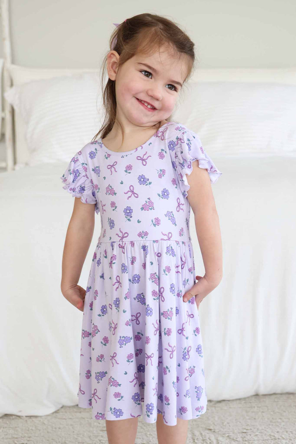 Ruffle Twirl Dress | Ribbon & Roses Purple