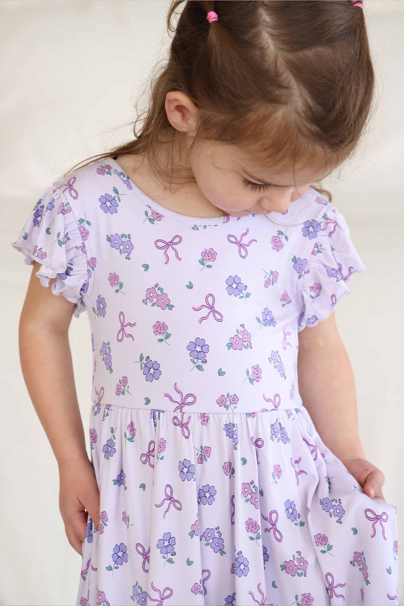 Ruffle Twirl Dress | Ribbon & Roses Purple