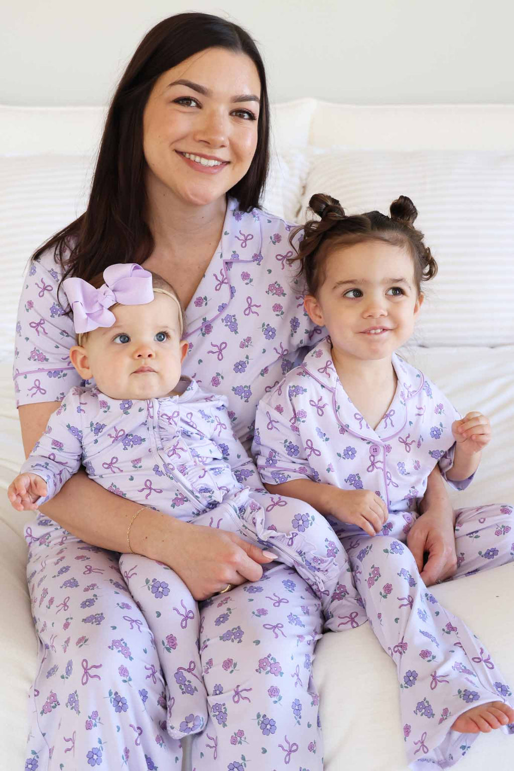 Girl's Two Piece Flare Lounge Set | Ribbon & Roses Purple