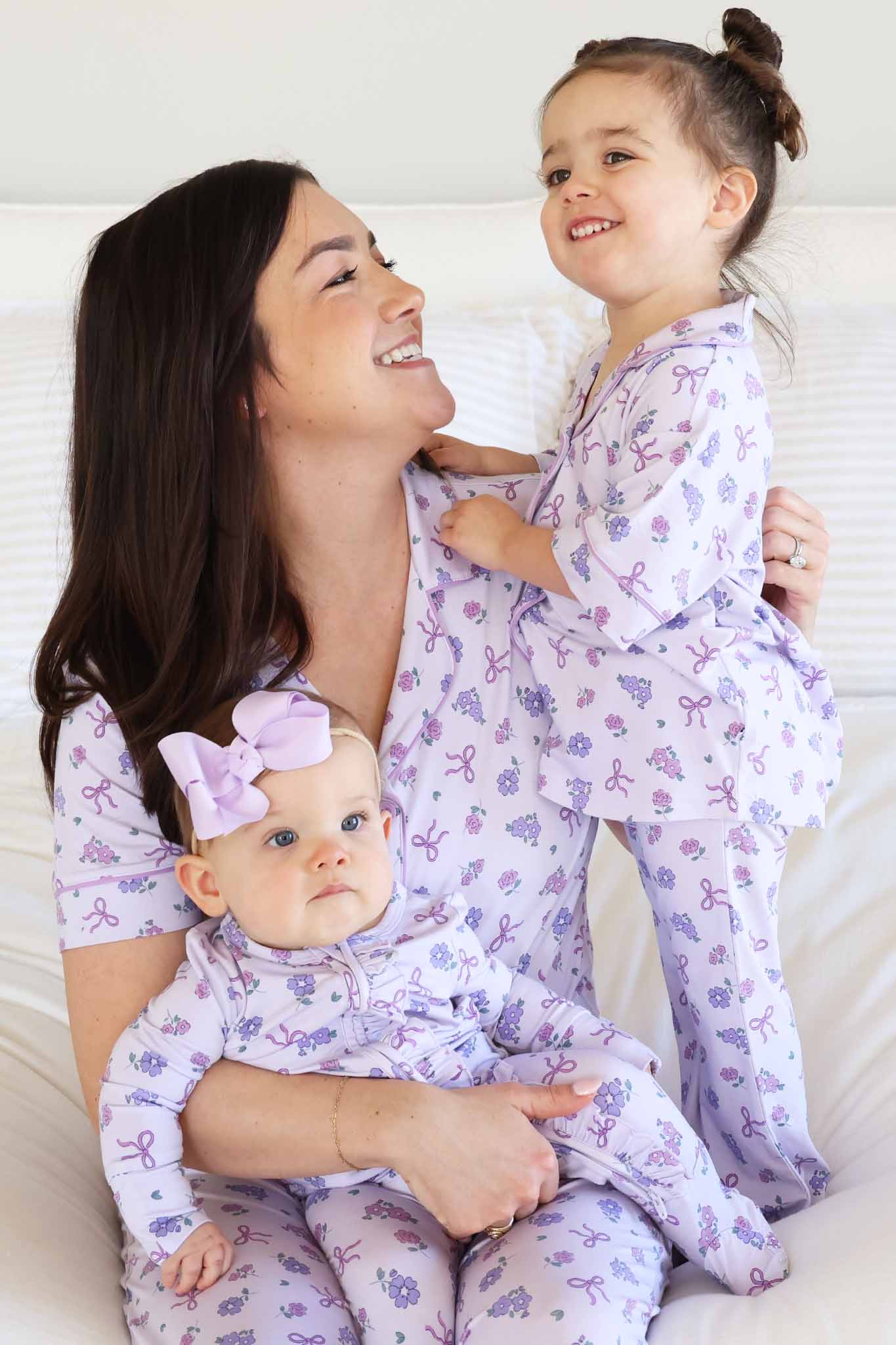 Girl's Two Piece Flare Lounge Set | Ribbon & Roses Purple