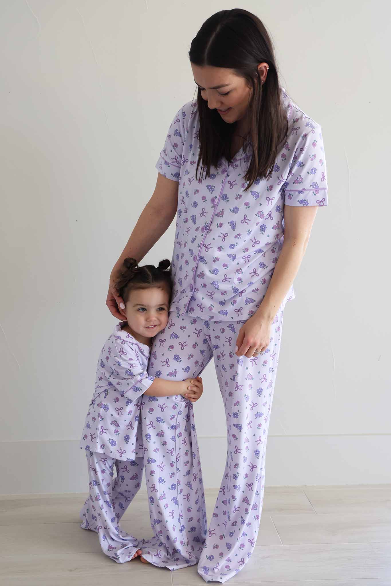 Girl's Two Piece Flare Lounge Set | Ribbon & Roses Purple