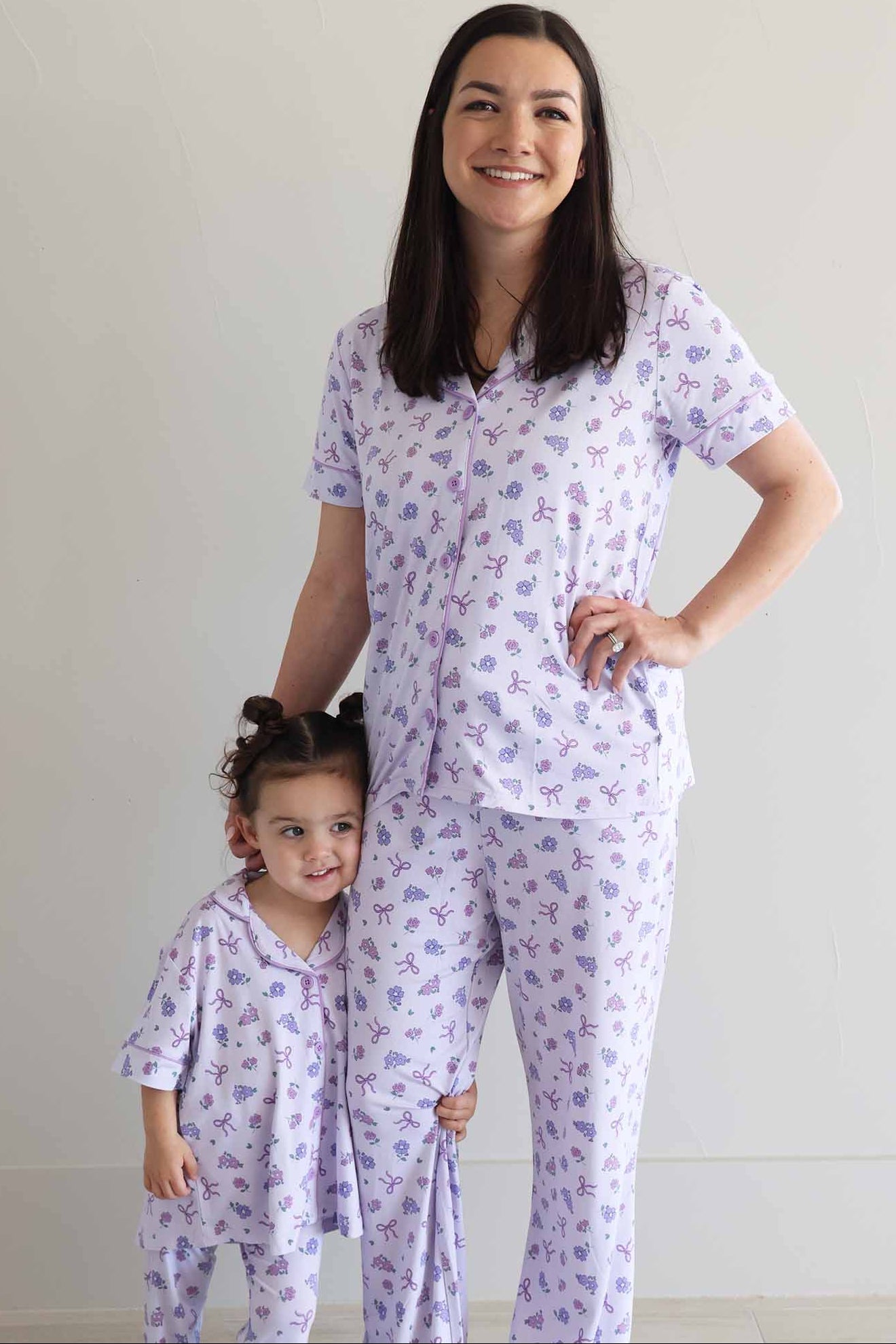 Girl's Two Piece Flare Lounge Set | Ribbon & Roses Purple