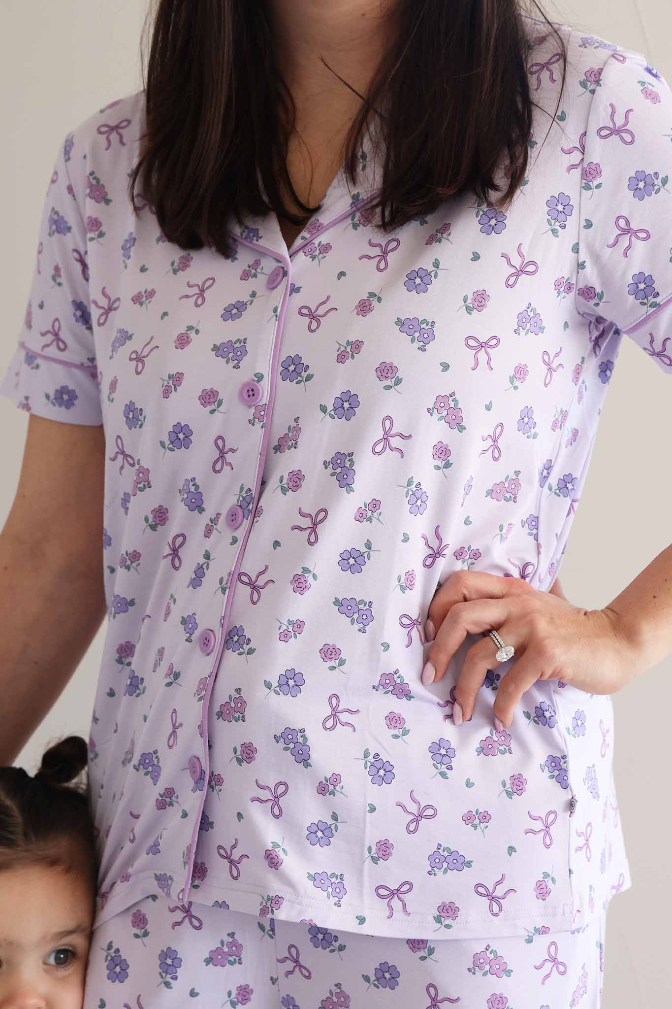 Women's Two Piece Flare Lounge Set | Ribbon & Roses Purple