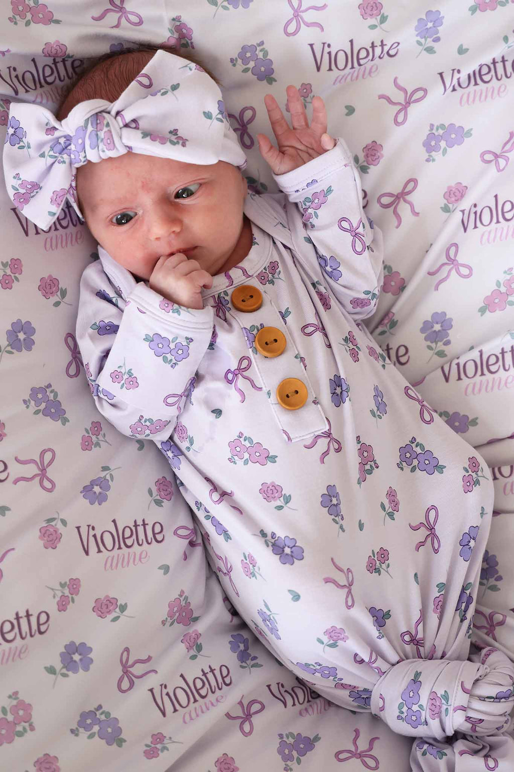 Ribbon & Roses Knit Large Bow Headwrap | Purple