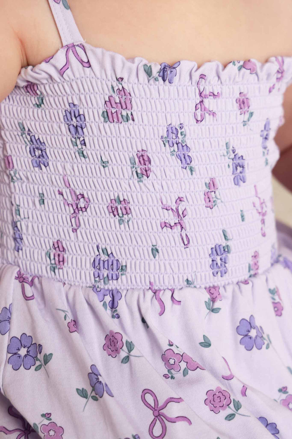Smocked Twirl Bodysuit | Ribbon & Roses Purple