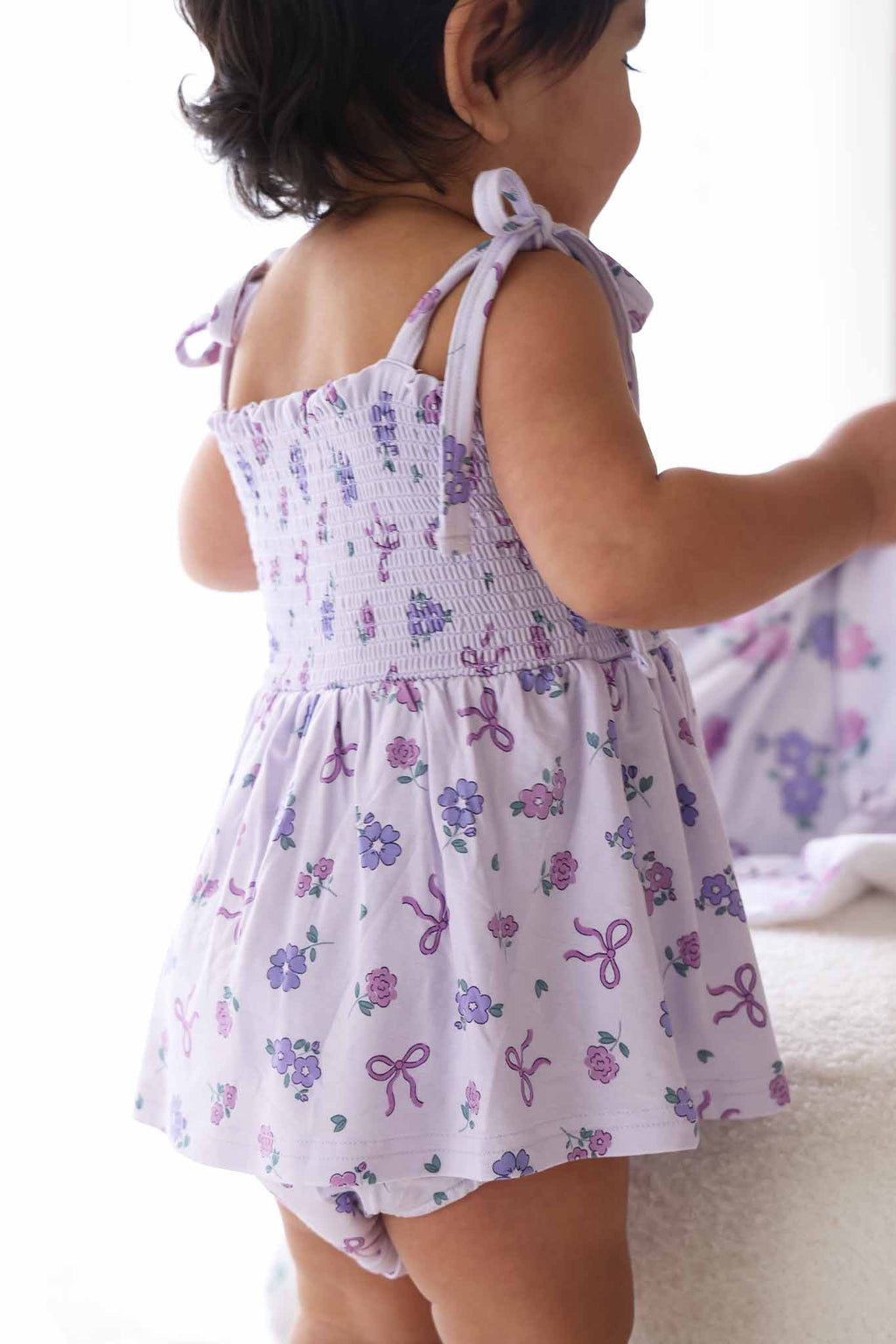 Smocked Twirl Bodysuit | Ribbon & Roses Purple