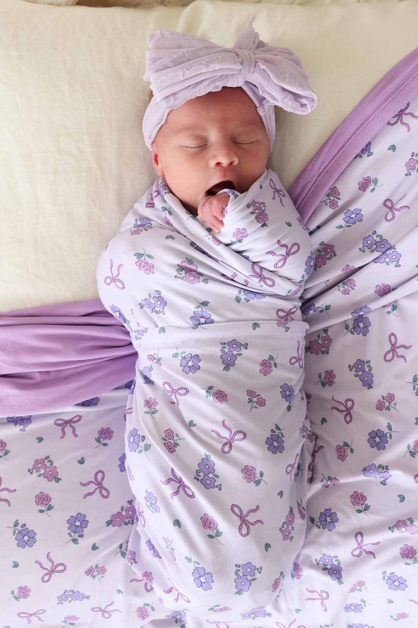 Ribbon & Roses Oversized Swaddle Blanket | Purple