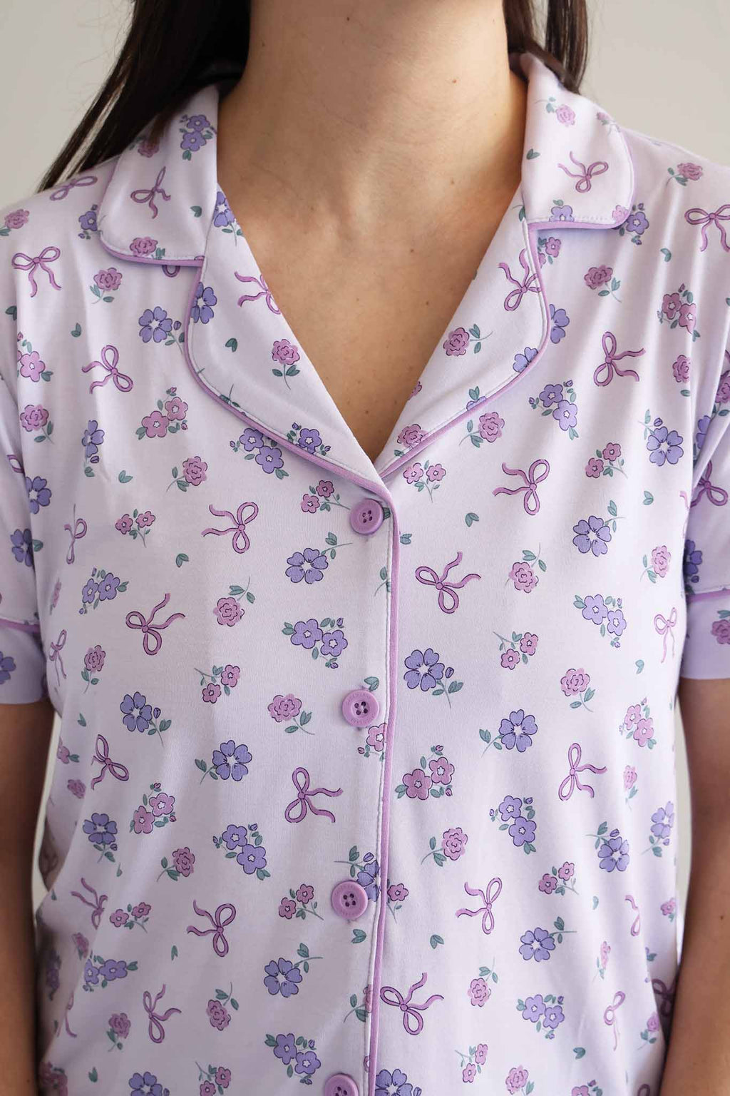 Women's Two Piece Flare Lounge Set | Ribbon & Roses Purple