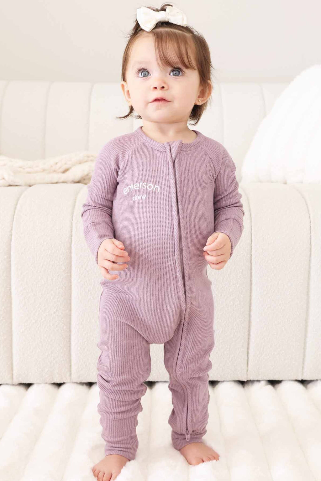 Embroidered Bamboo Waffle Convertible Zip Rompers | In Bloom