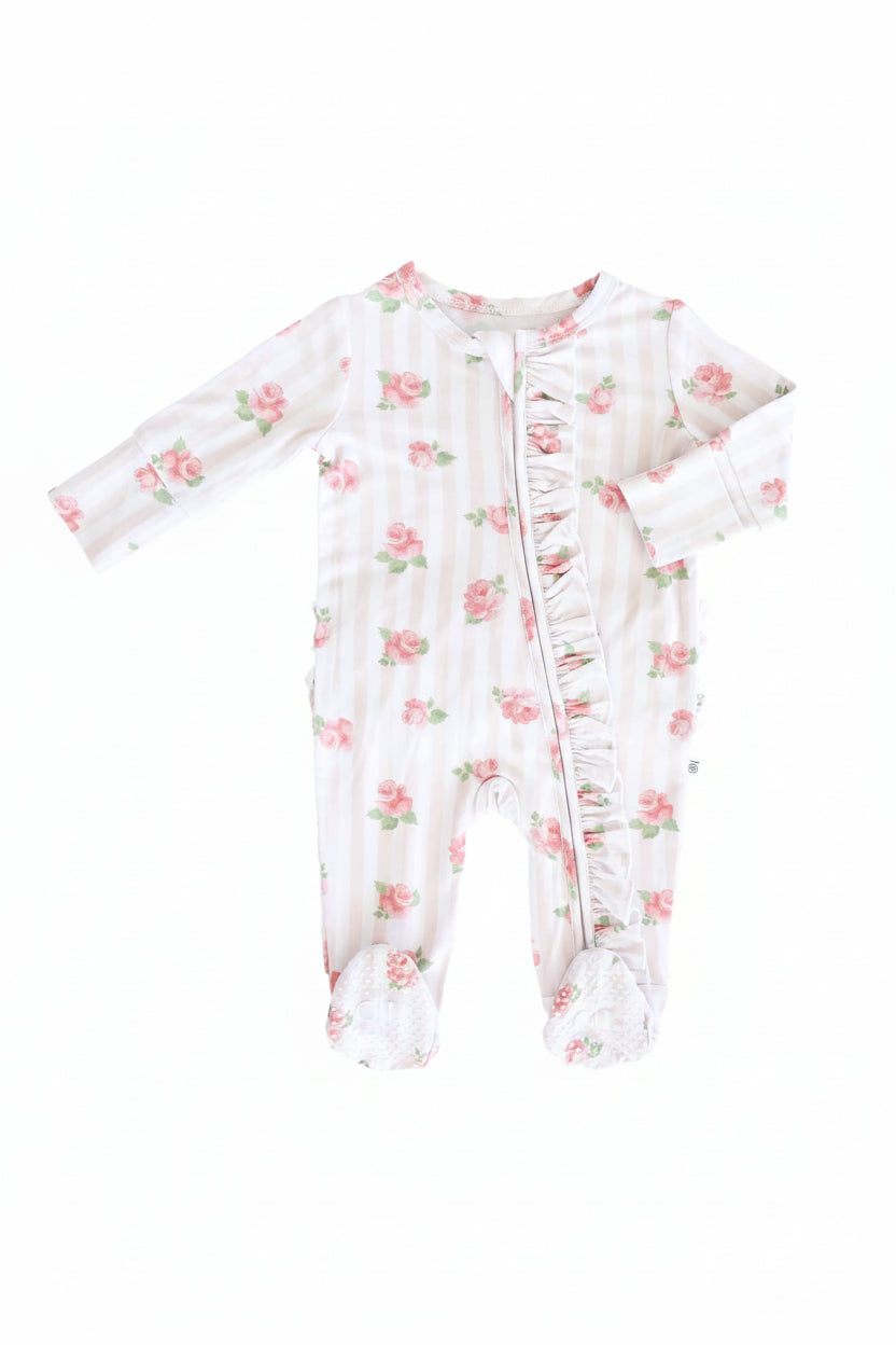 Rosy & Cozy Ruffle Zipper Footie