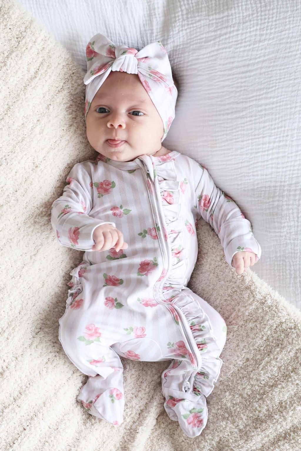 Rosy & Cozy Ruffle Zipper Footie