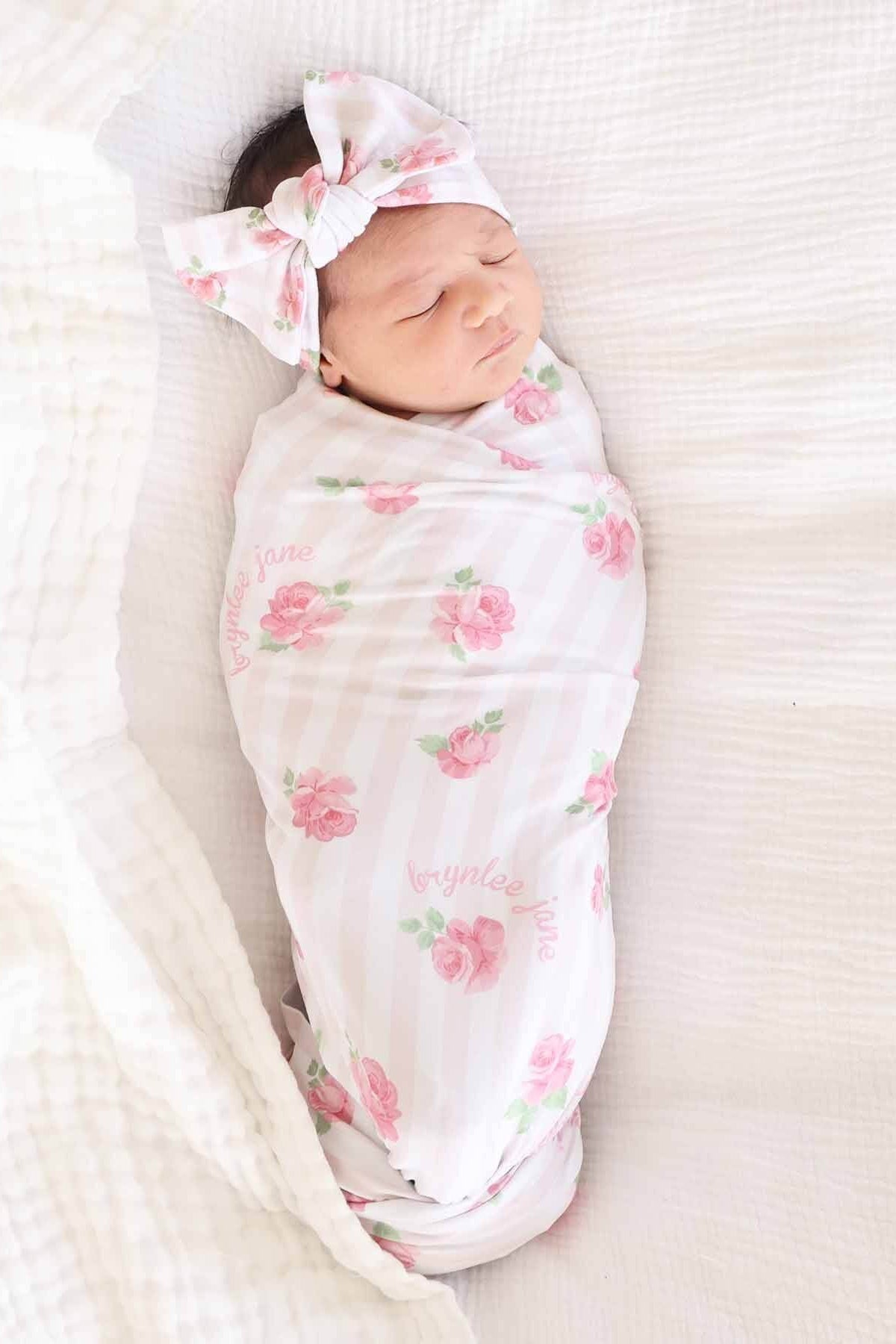 Rosy & Cozy Personalized Swaddle Blanket