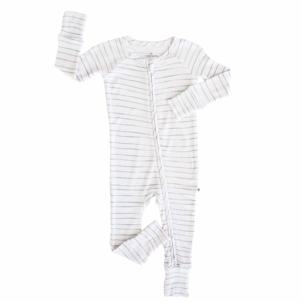 Sage's Stripes Bamboo Waffle Convertible Zip Romper