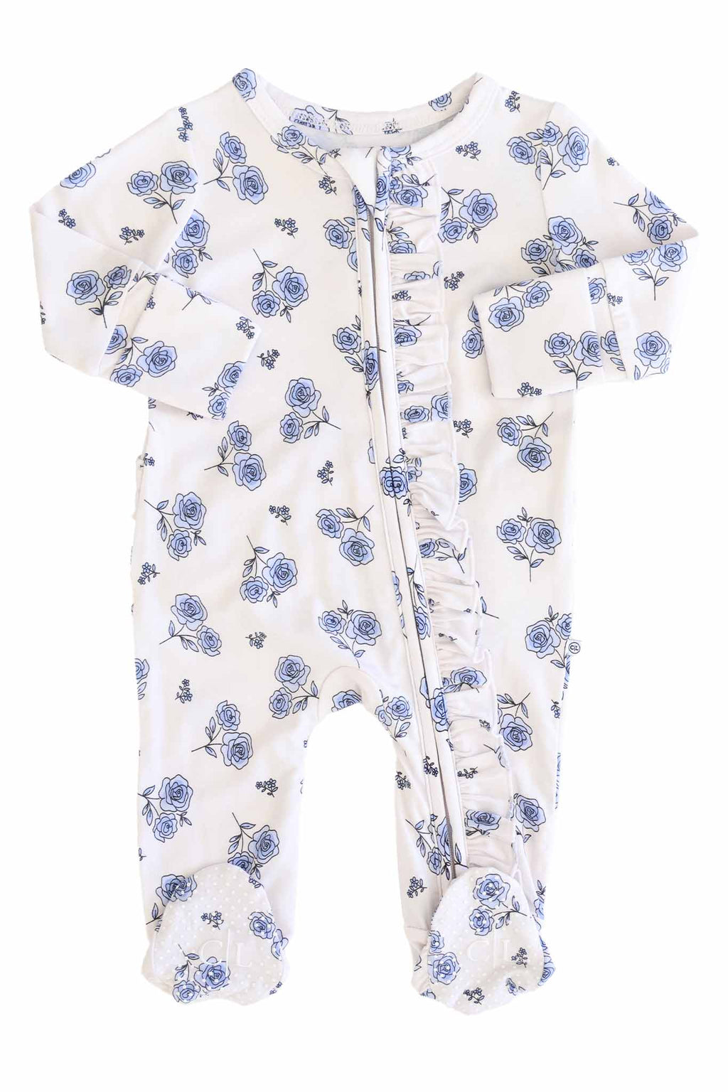 Sapphire Garden Ruffle Zipper Footie