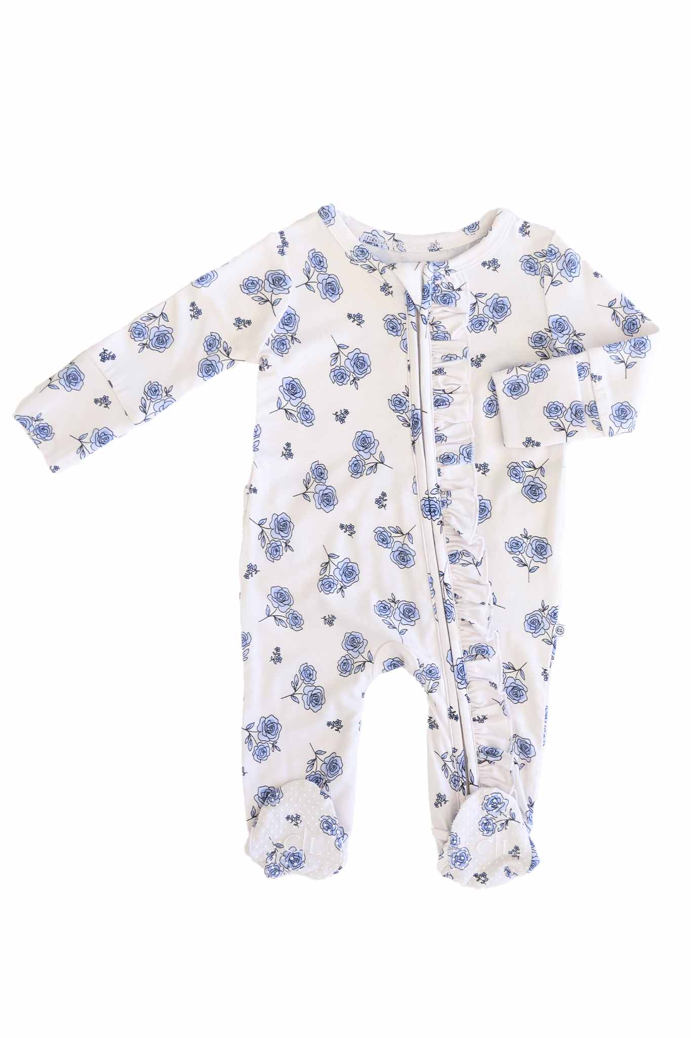 Sapphire Garden Ruffle Zipper Footie