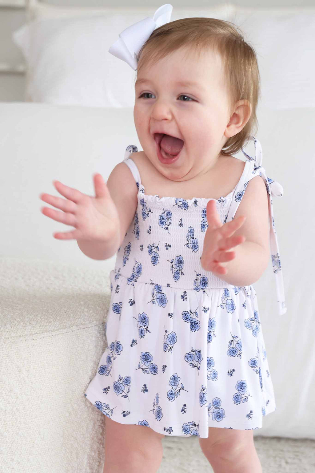 Smocked Twirl Bodysuit | Sapphire Garden