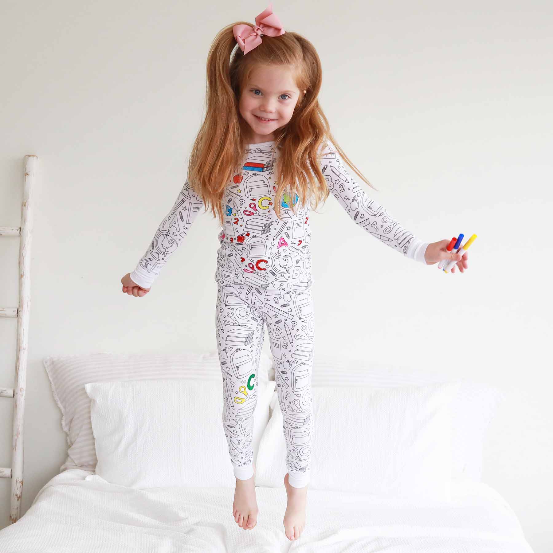 Colorable Two Piece Pajama Set | School Days