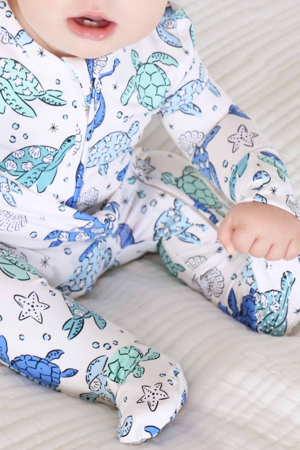 Sea Turtle Splash Zipper Footie