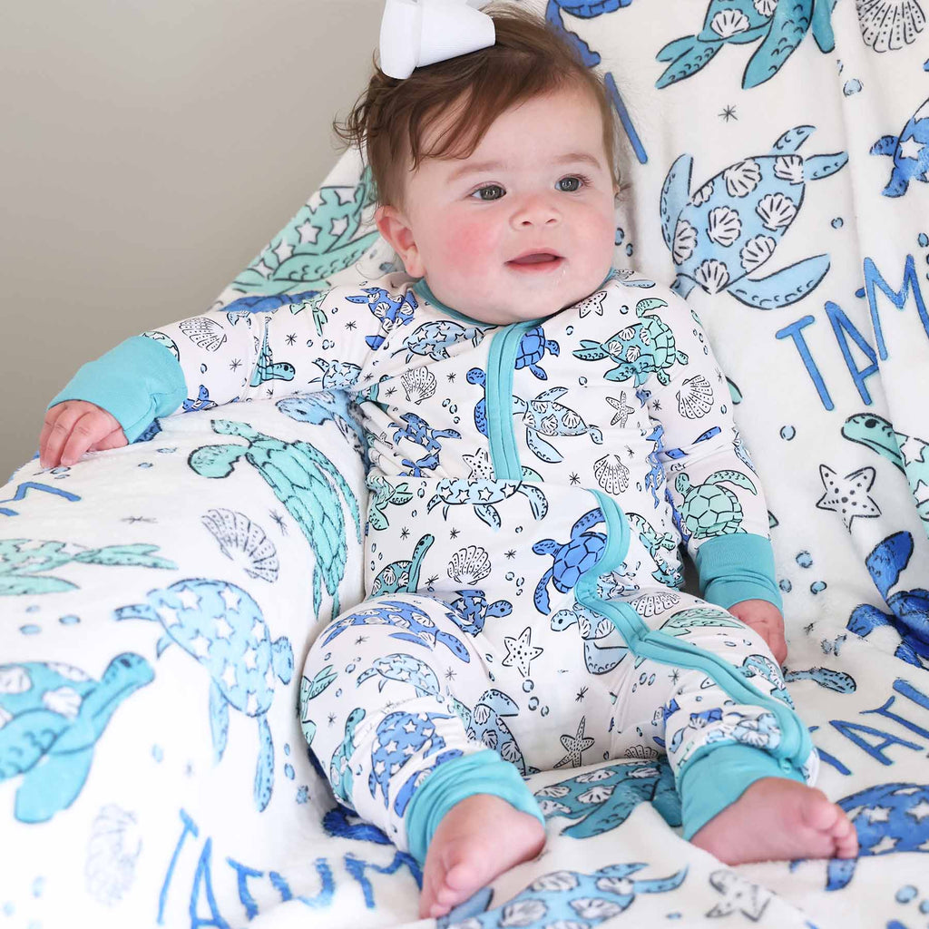 Sea Turtle Splash Convertible Zip Romper